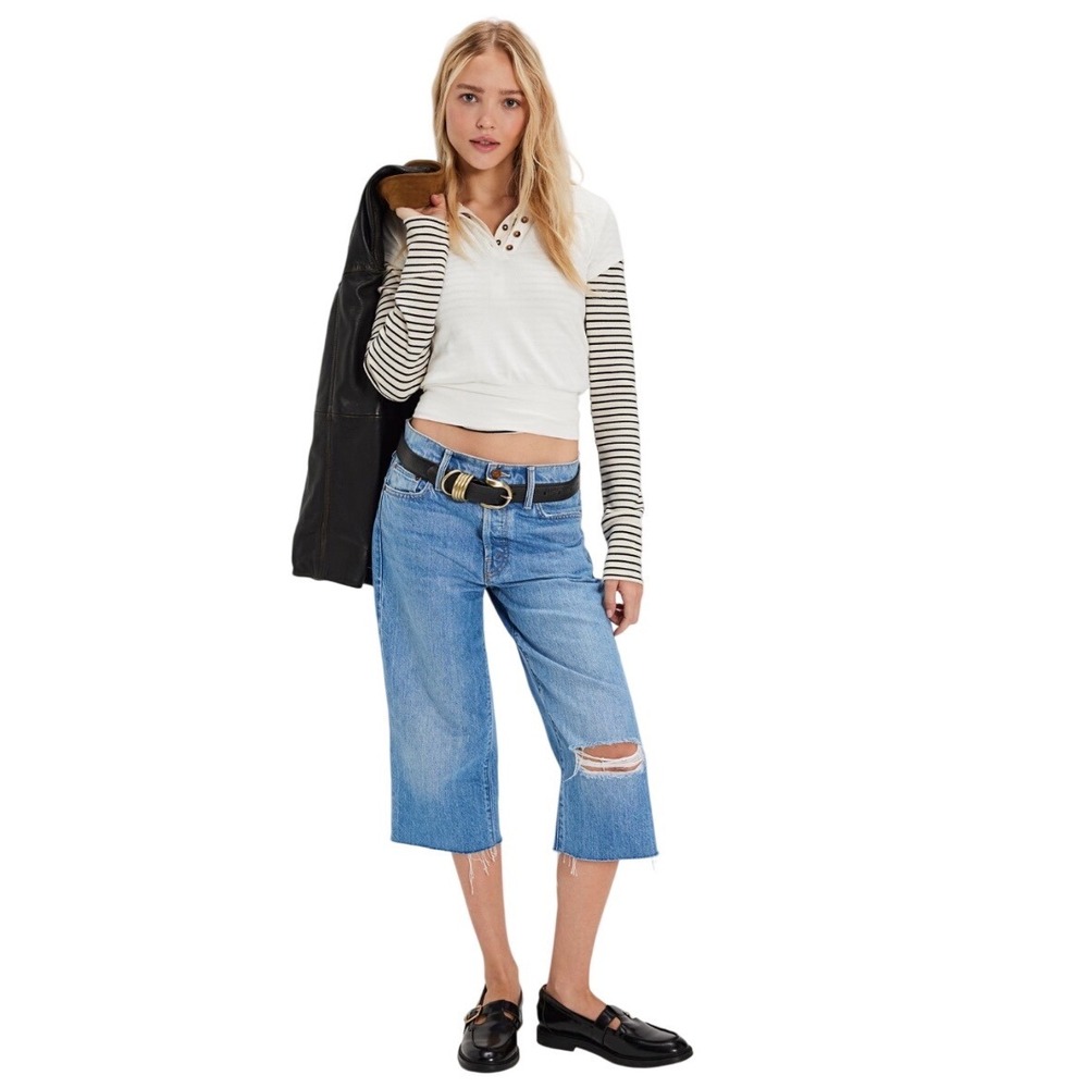 RARE Mother The Half Eaten Fray Shorts Cropped‎ Jeans NWT Size 24 Free People
